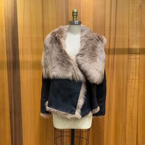 Michelle Mason Black and brown shearling jacket